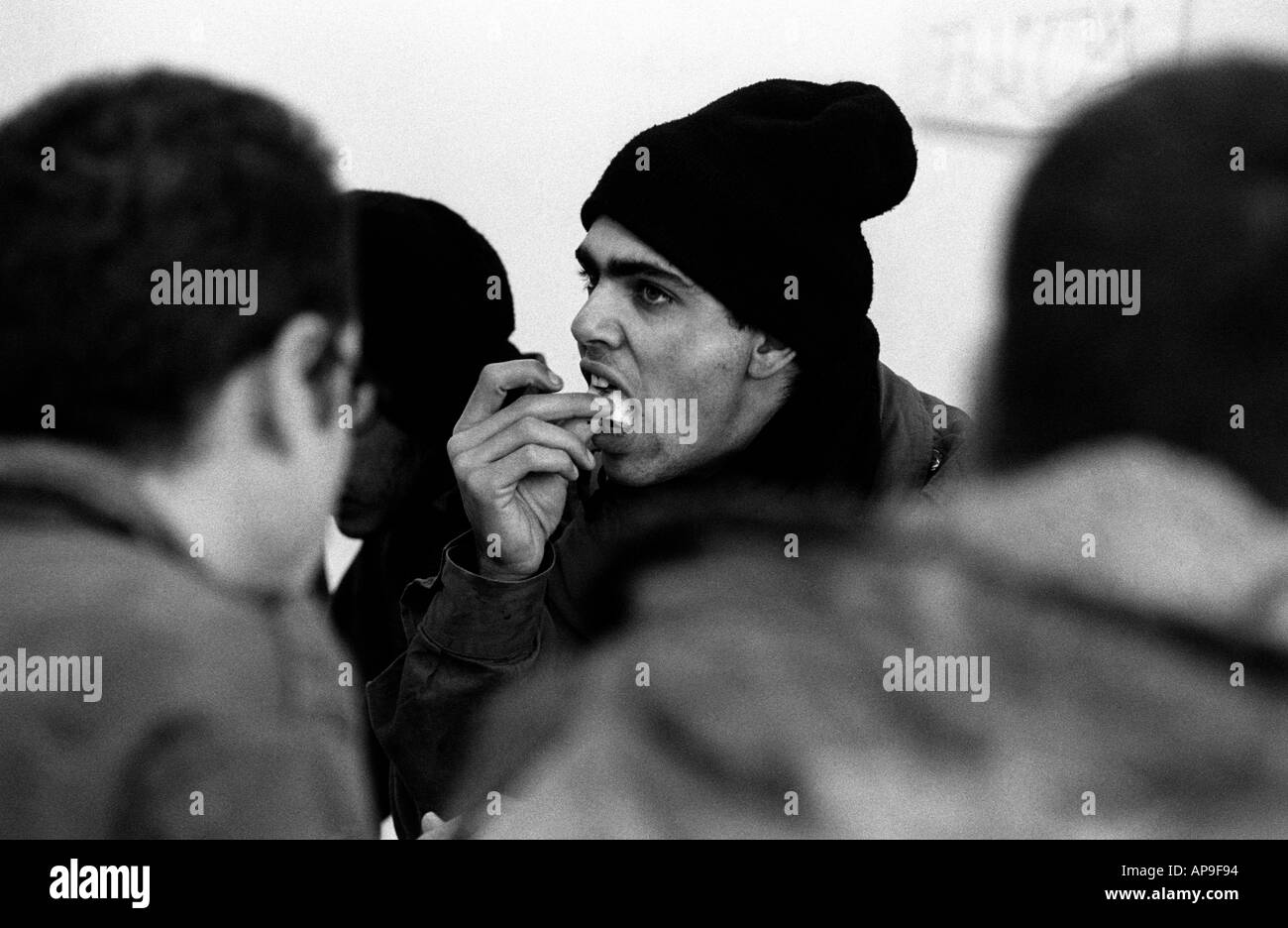 IDF-Soldaten beim Mittagessen Hebron Westjordanland Israel Stockfoto