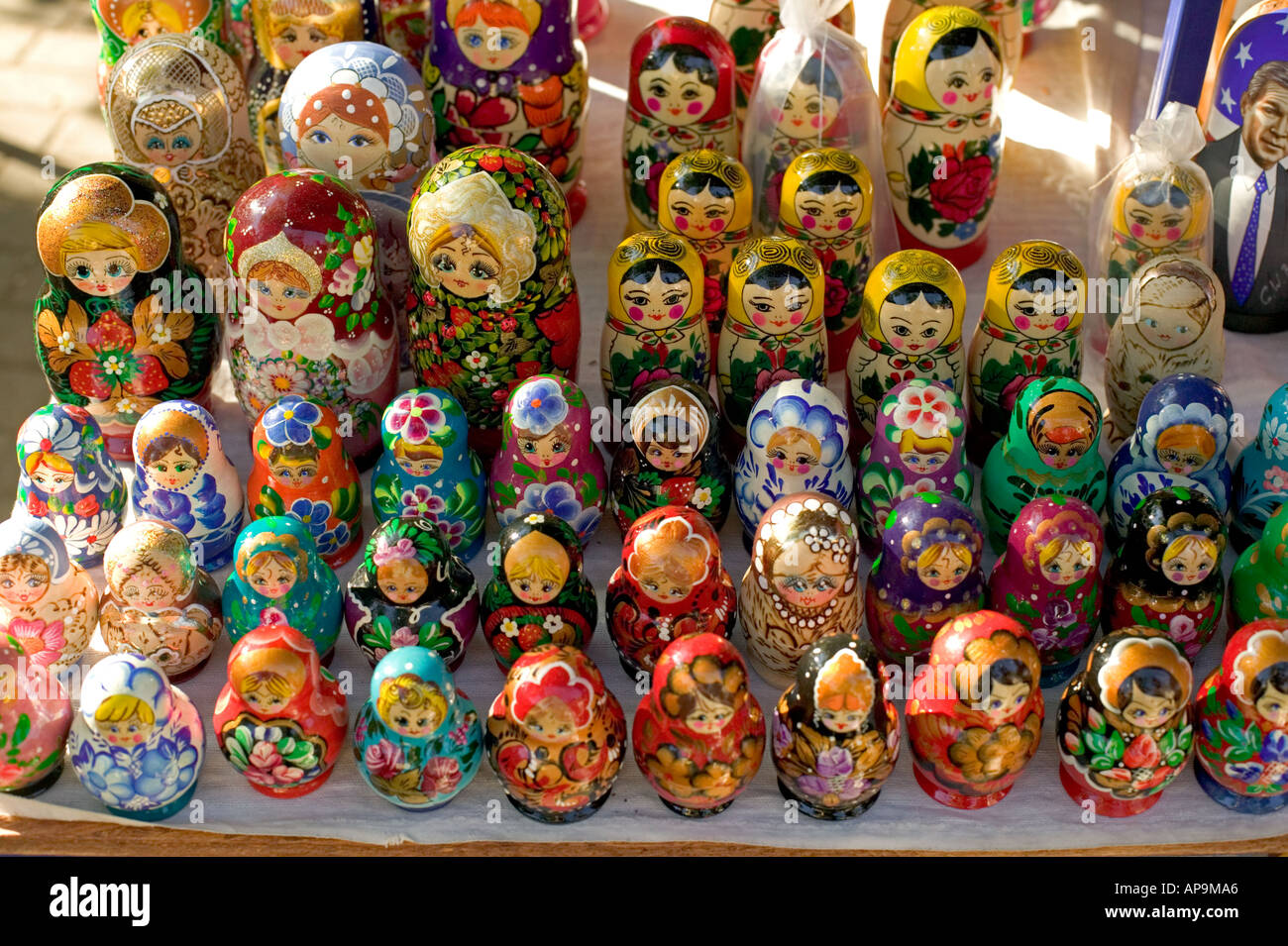 Matroschka Puppen am Marktstand in Vilnius Litauen Stockfoto