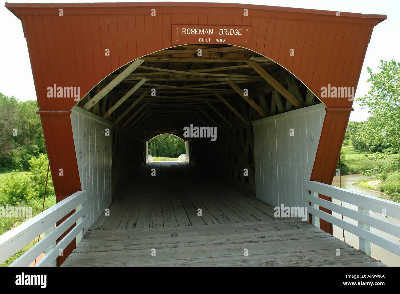 AJD50109, Madison County, IA, Iowa, überdachte Brücken von Madison County, Roseman Brücke Stockfoto