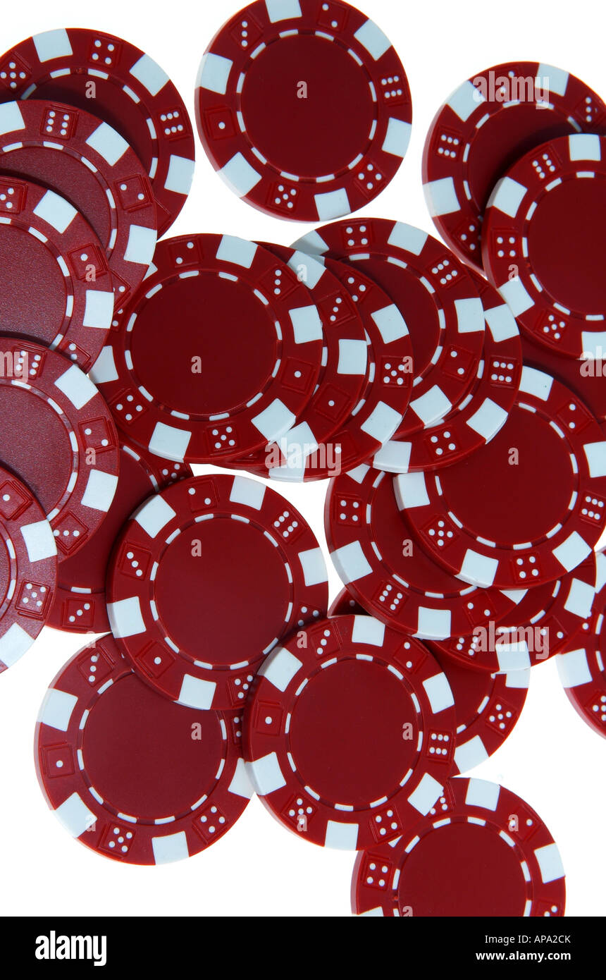 Anordnung der roten Casino-chips Stockfoto
