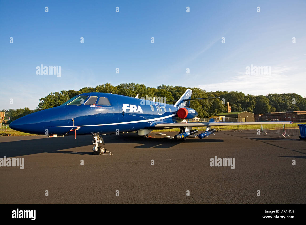 FRA Aviation Dassualt Falcon Mystere 20C mit Underwing Radar jamming Hülsen Stockfoto
