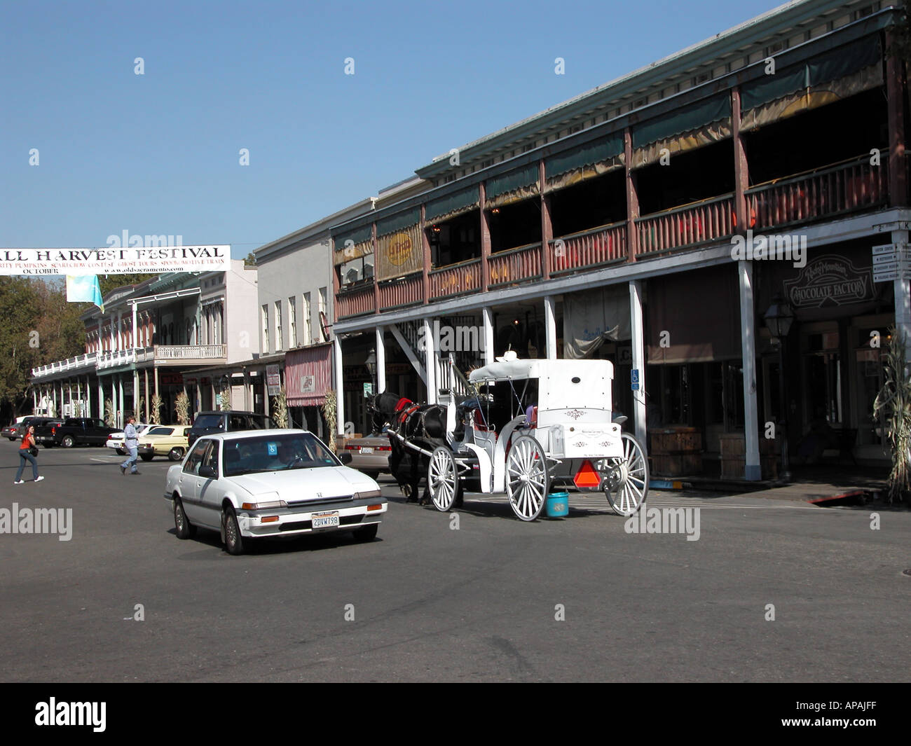 Pferdegespann in Sacramento Altstadt Kalifornien USA Stockfoto
