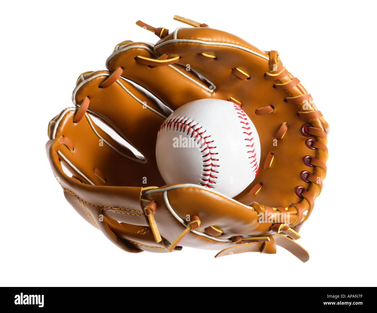 Baseball-Mitt mit Baseball drin Stockfoto