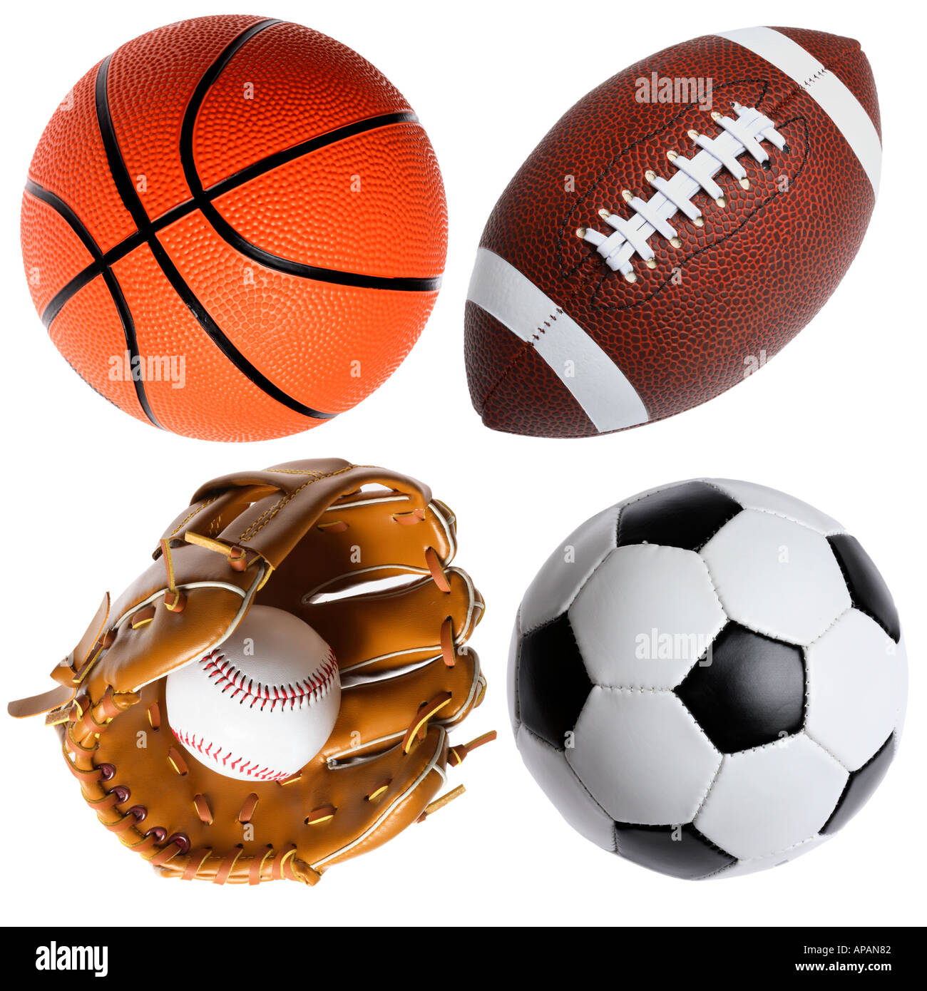 Baseball Fußball Basketball Stockfoto