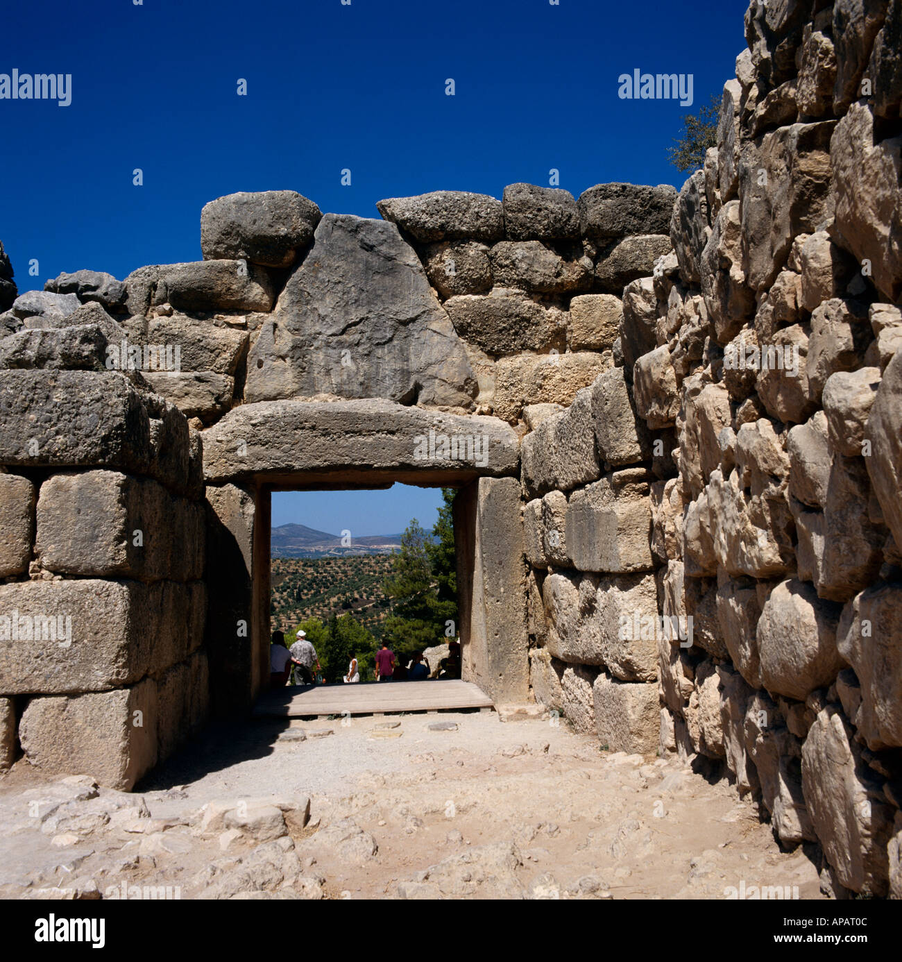 Lion Gate Mykene Peloponnes Griechenland Hellas Stockfoto