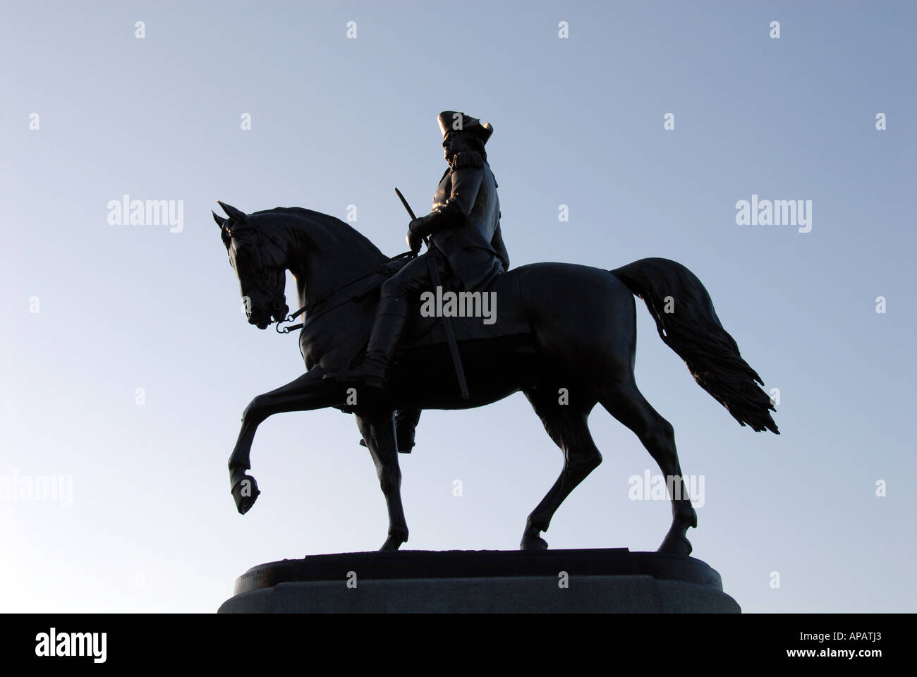 George Washington Statue Boston Public Garden in der silhouette Stockfoto