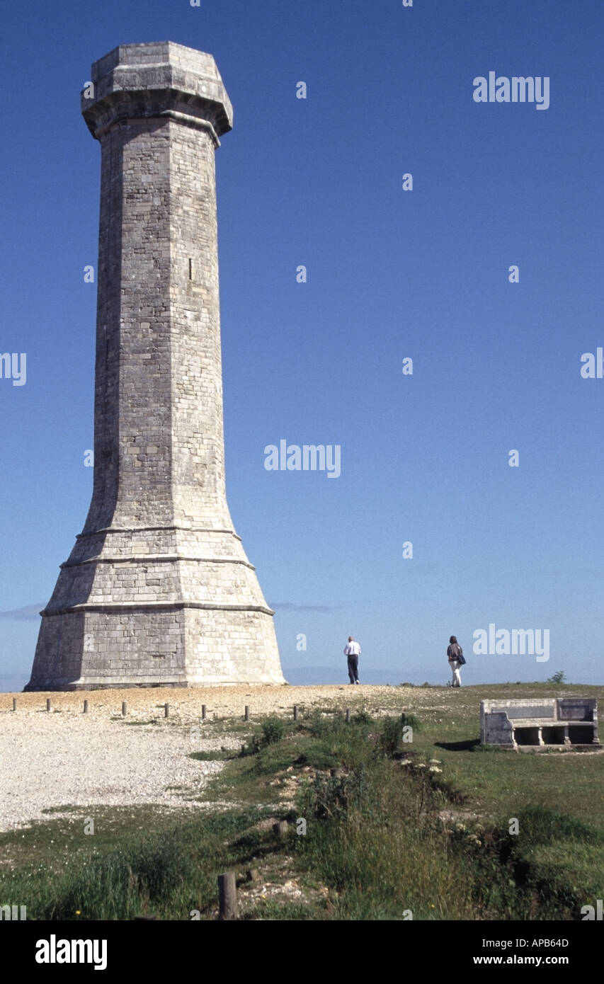 Schwarz, Portesham Denkmal, Sir Thomas Masterman Hardy Flagge Kapitän auf HMS Sieg an Schlacht von Trafalgar National Trust Stockfoto