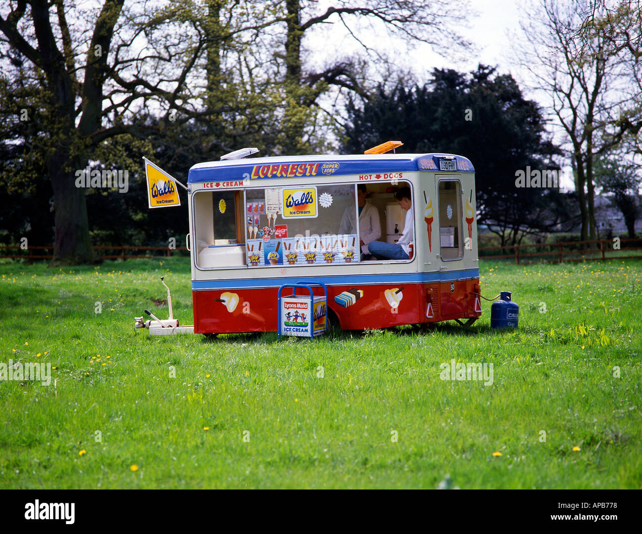 Eiswagen in einem Feld Badminton England UK Stockfoto