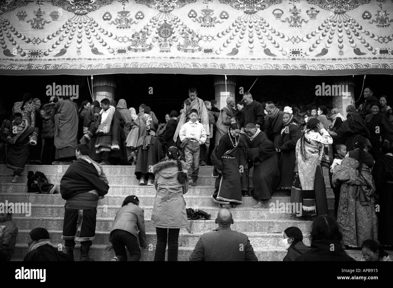 Tibetisches Kloster Festival Xiahe Gansu Provinz People s Republic Of China Stockfoto