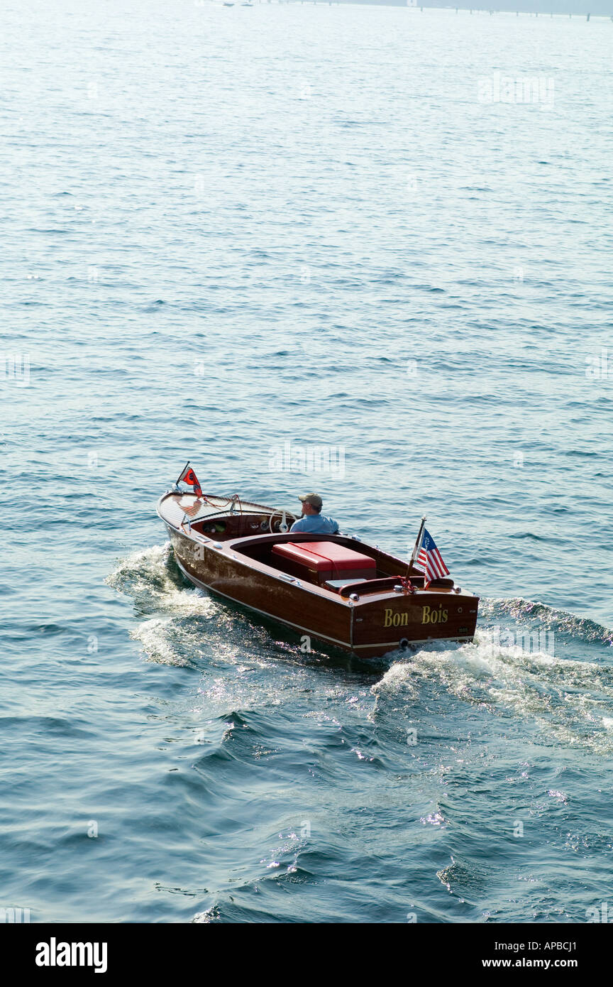 IDAHO CLASSIC WOODEN BOAT FESTIVAL HOLZBOOT KREUZFAHRT AUF SEE COEUR D ALENE Stockfoto
