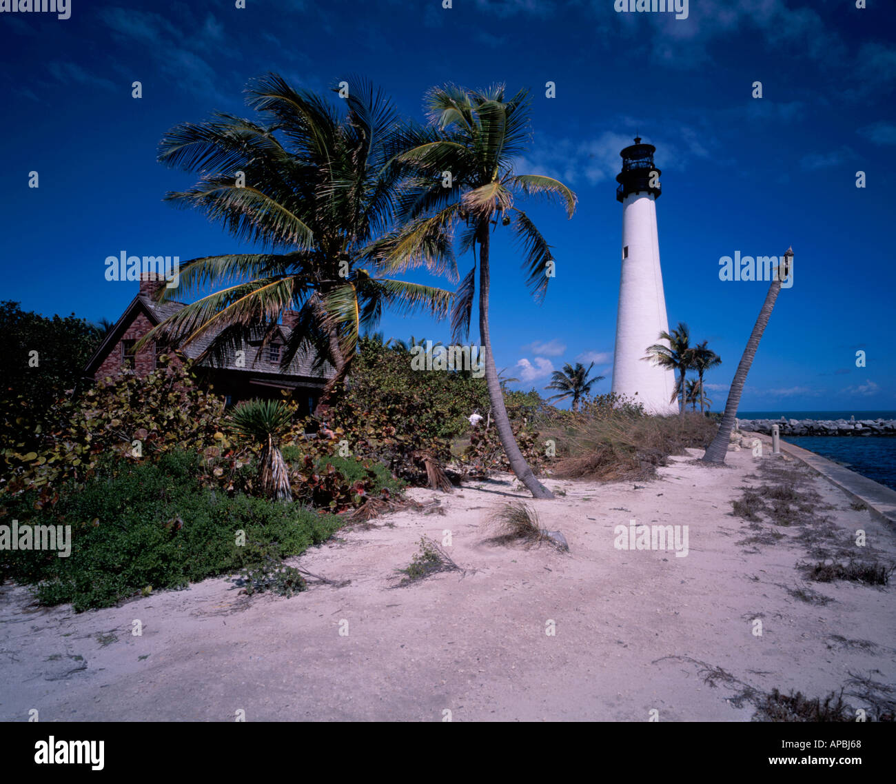 Cape Florida Lighthouse im Staatspark Bill Baggs Key Biscayne, Miami Florida USA Stockfoto