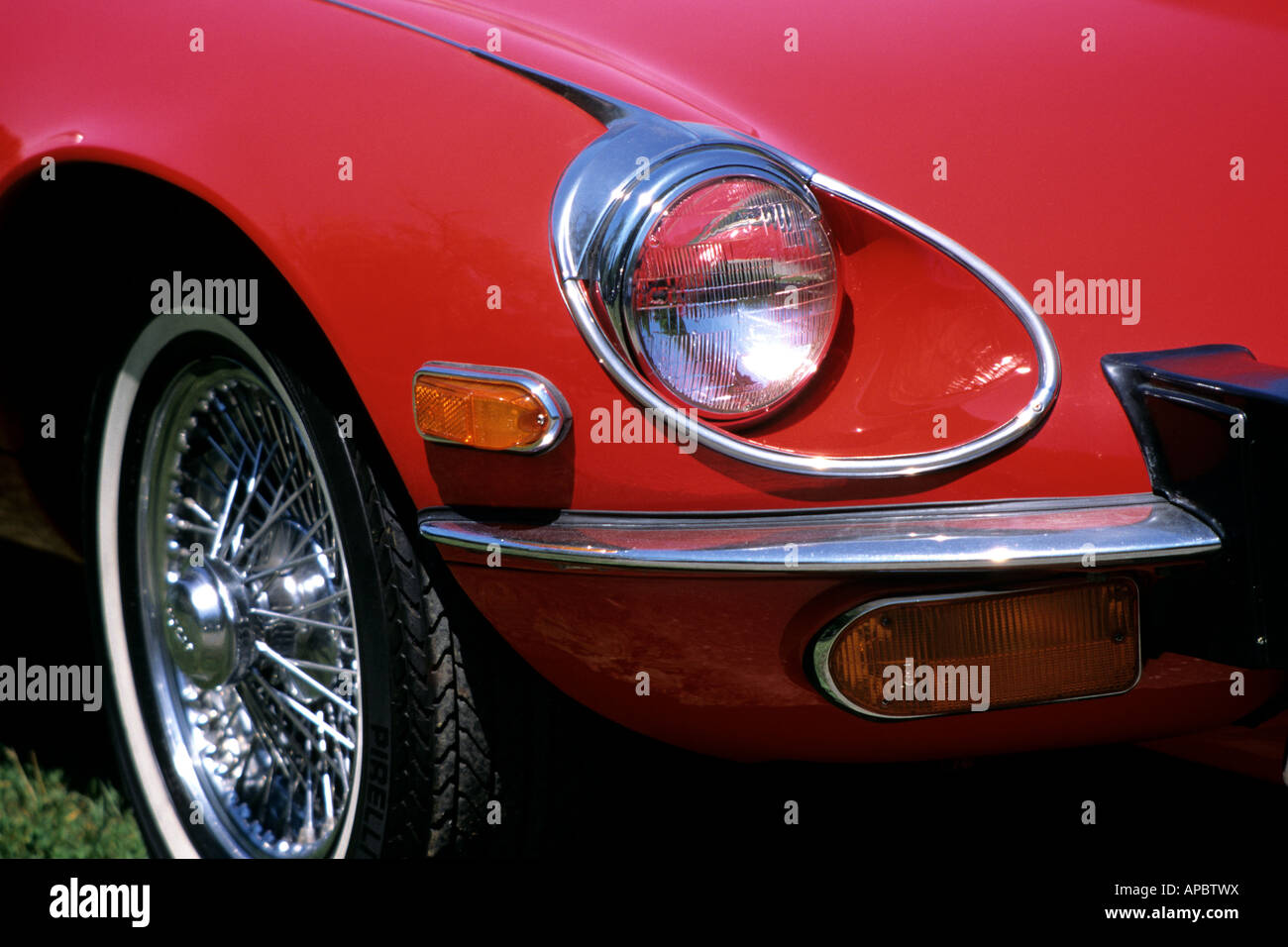 Jaguar E Type V12 klassische britische Oldtimer Stockfoto