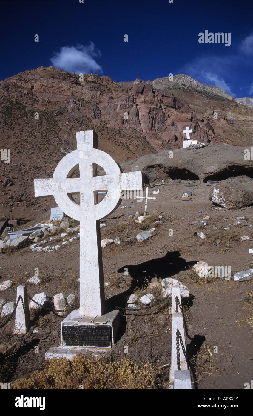Kletterer Bergfriedhof in Los Puquios in der Nähe von Mt Aconcagua, Argentinien Stockfoto