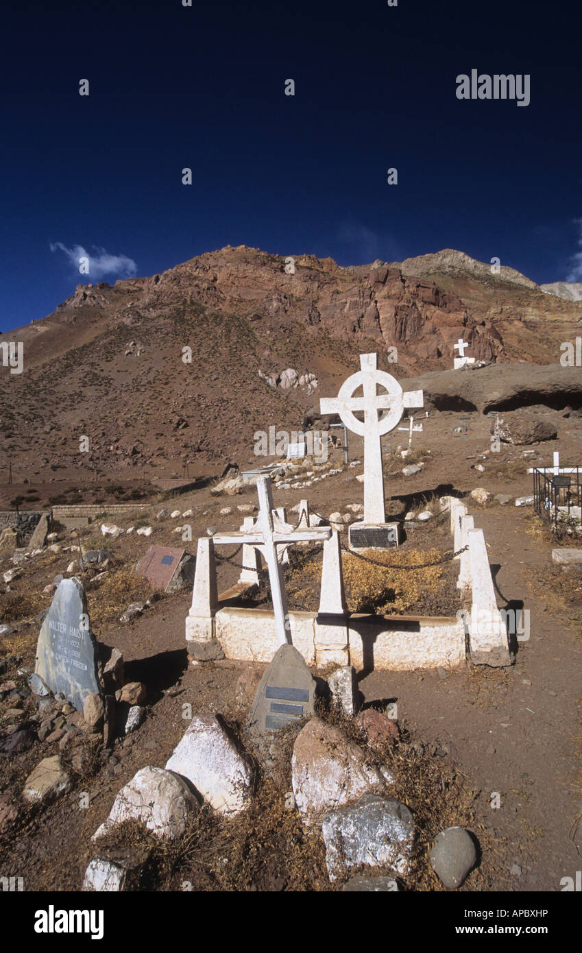 Kletterer Bergfriedhof in Los Puquios in der Nähe von Mt Aconcagua, Argentinien Stockfoto