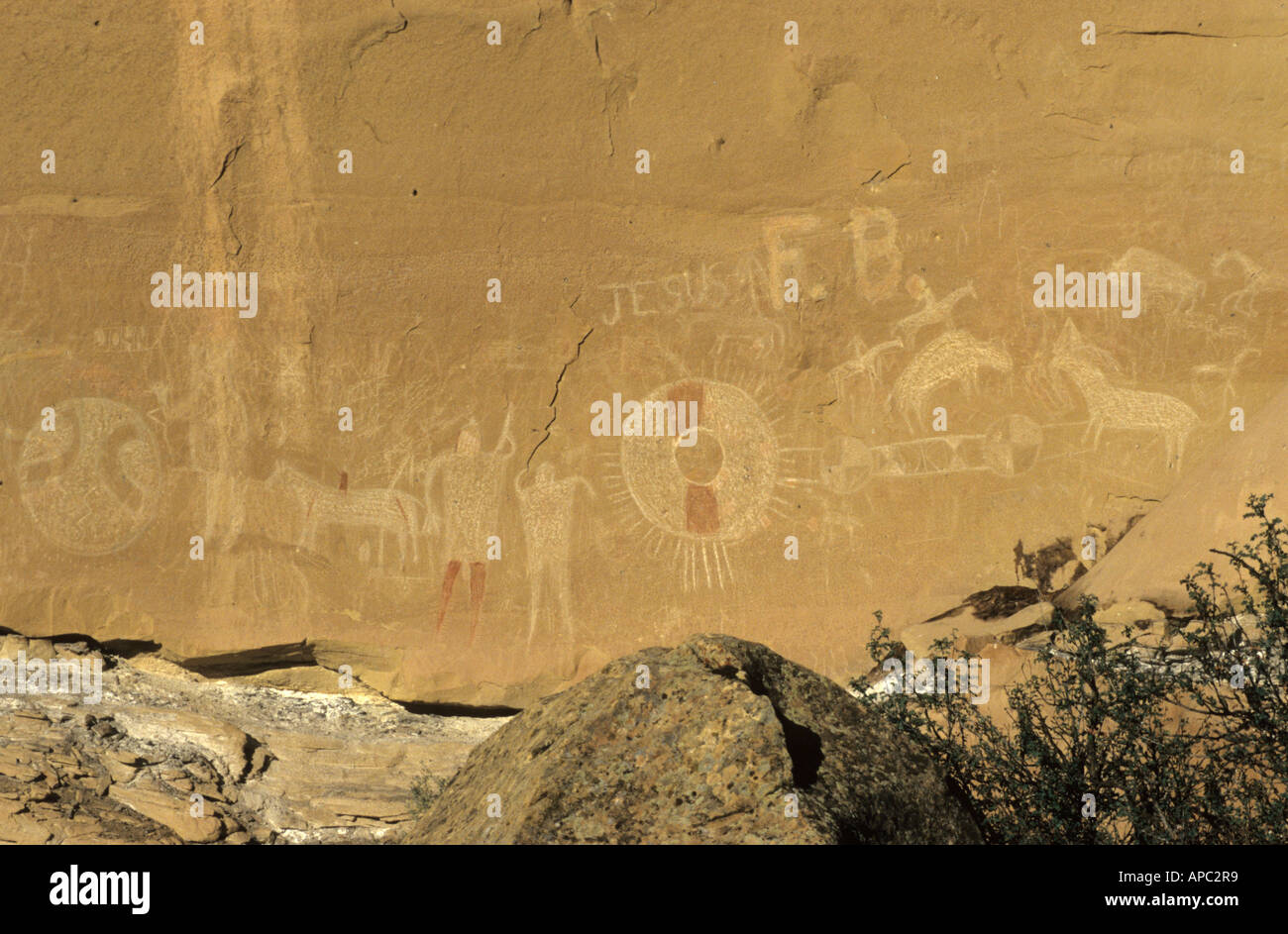 Native american oder indischen Felskunst, Sego Canyon, Utah, USA Stockfoto