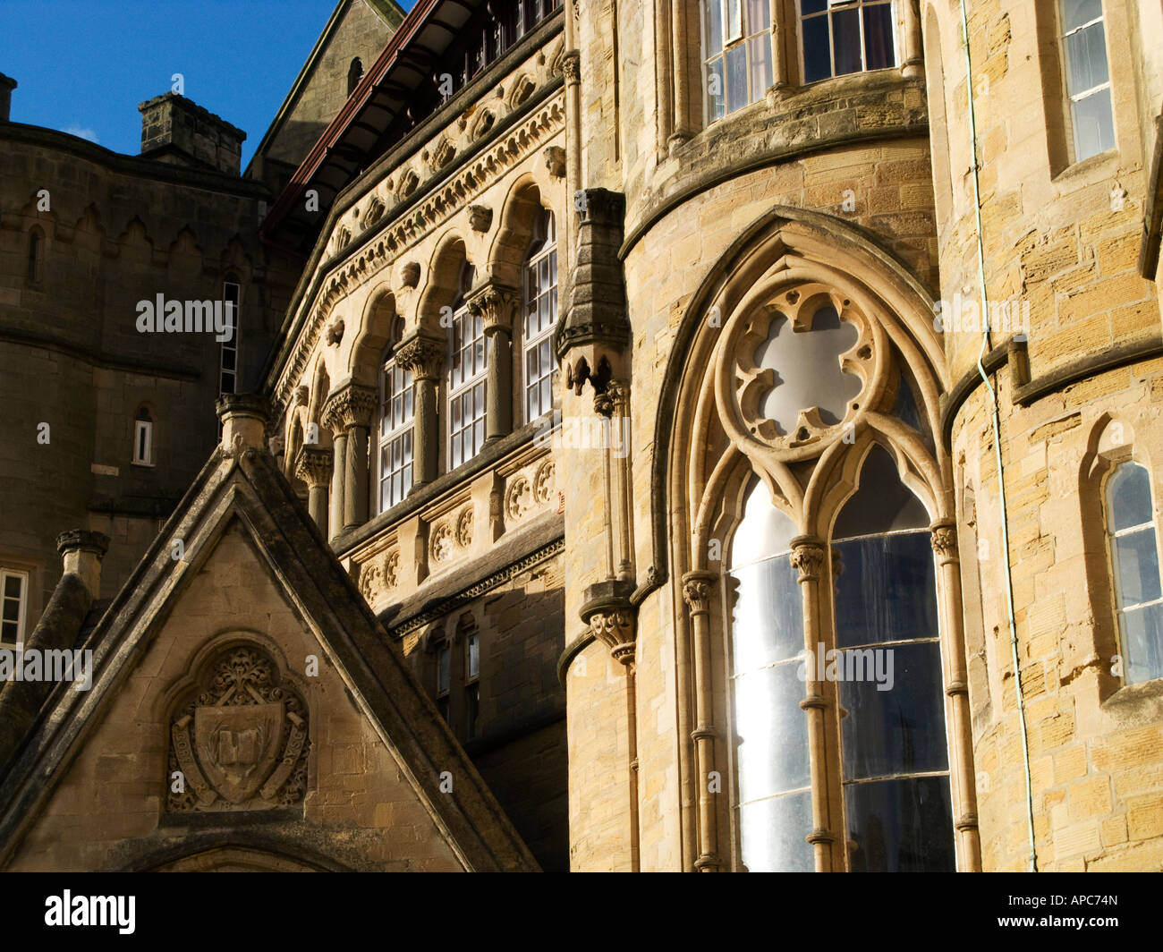 Äußere Details des Old College Aberystwyth University, viktorianischen gotischen Architektur Gebäude Stockfoto