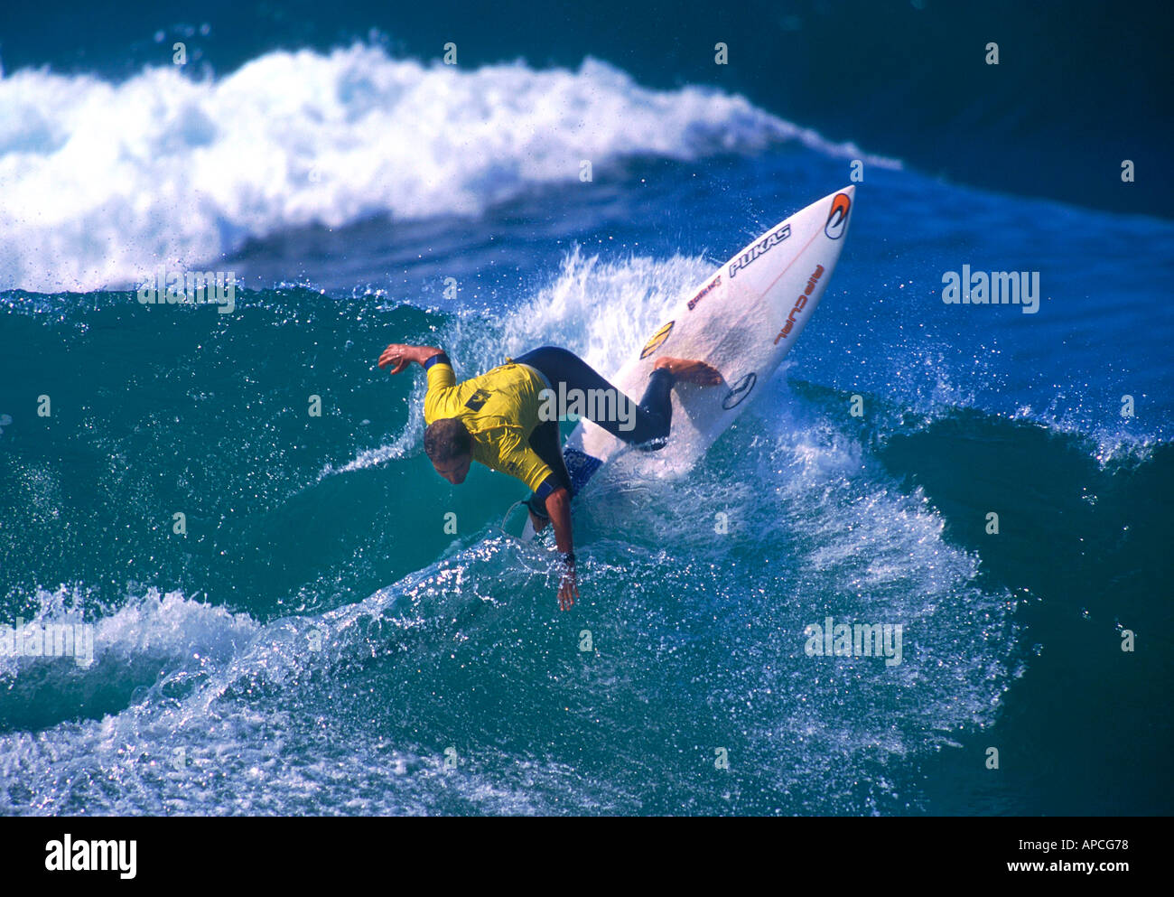 European Open Surfen Meister Pablo Guttierez Stockfoto