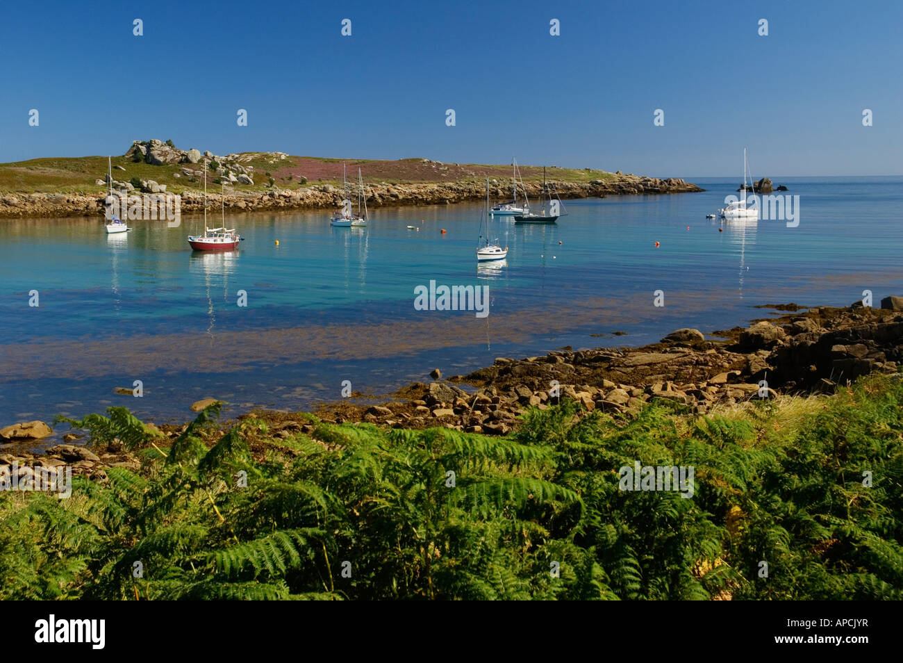 Blick von St. Agnes in Richtung Gugh Insel Scilly Isles England UK Stockfoto