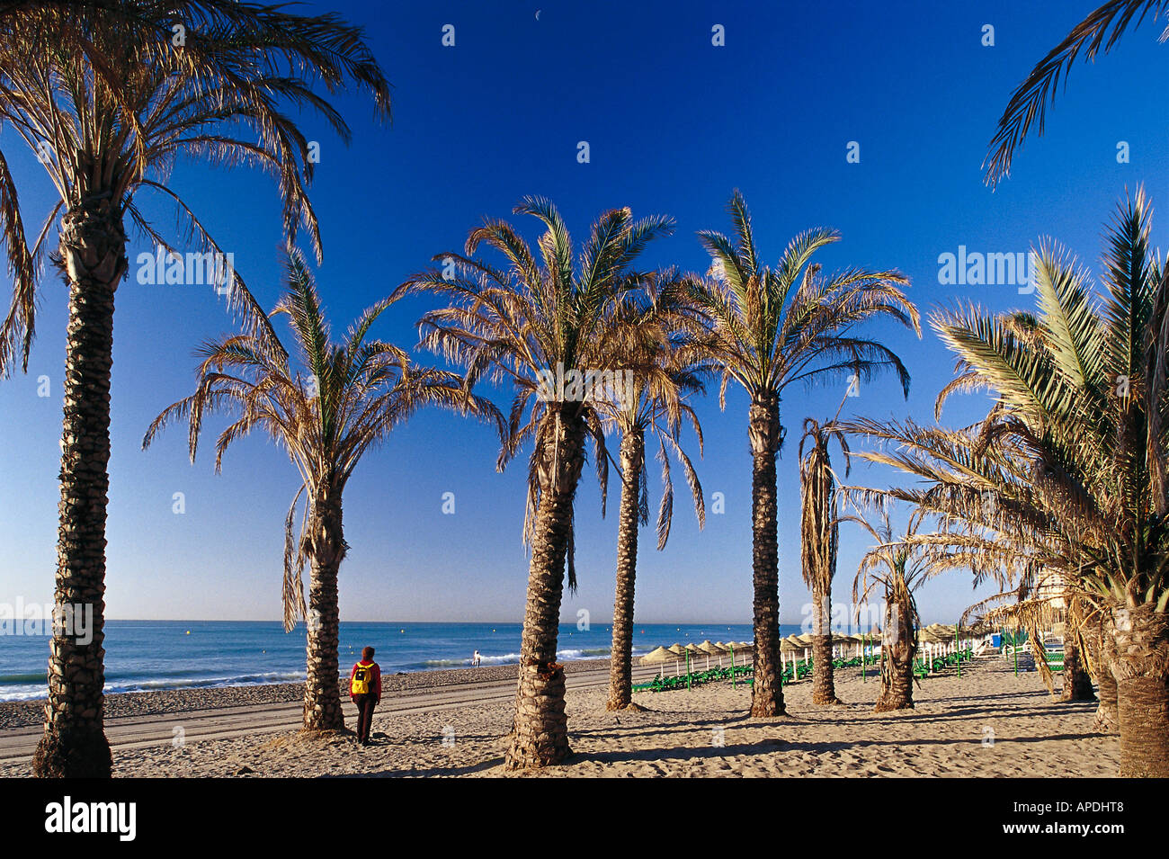 Playa del Bajondillo, Torremolinos, Costa Del Sol, Provinz Malaga, Andalusien, Spanien Stockfoto