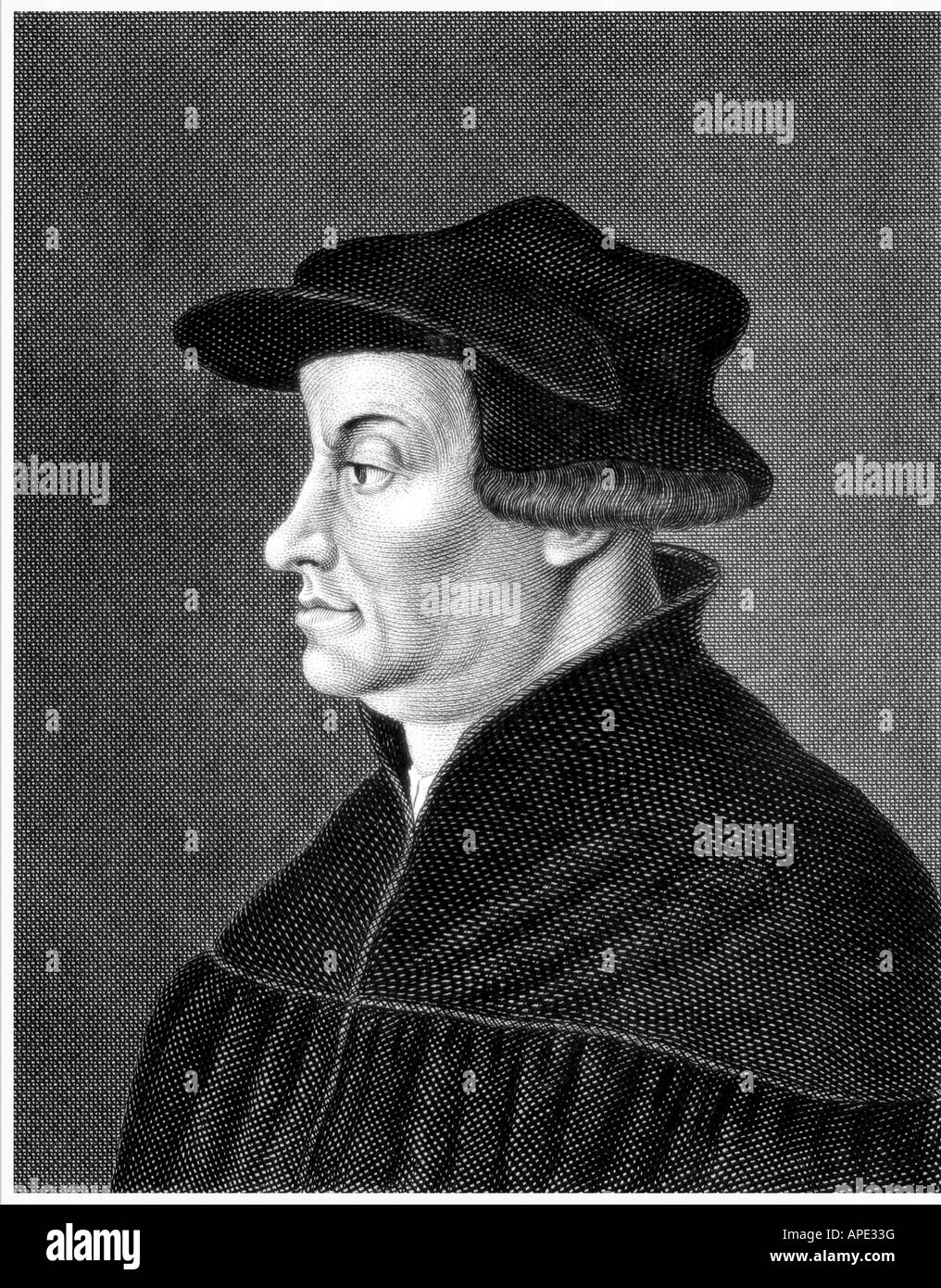 Zwingli, Hudrych, 1.1.1484 - 11. 10.1531, Schweizer Reformator, Porträt, Stahlstich, Jahrhundert, Artist's Urheberrecht nicht gelöscht werden Stockfoto