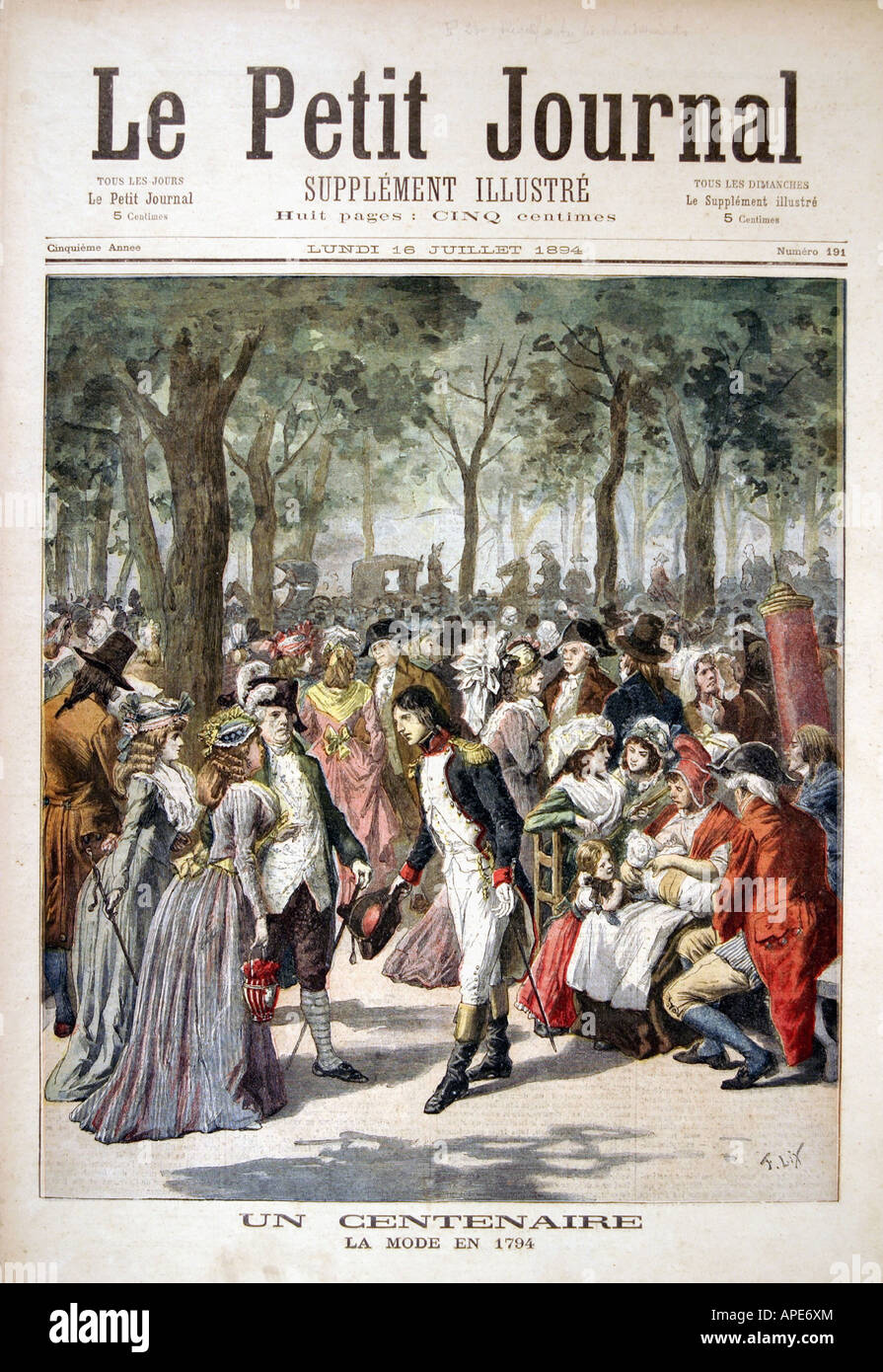 Presse/Medien, Zeitschriften, "Le Petit Journal", Paris, 5. Band, Nummer 191, illustrierte Beilage, Montag, 16. Juli 1894, Titel, "EIN hundertjähriges Jubiläum", Stockfoto