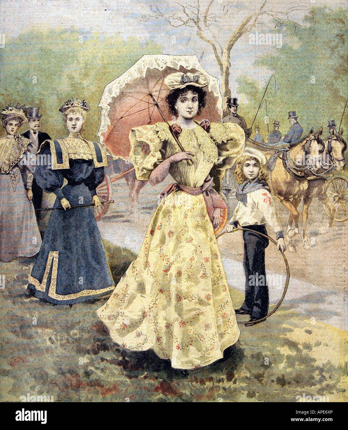 Presse/Medien, Zeitschriften, "Le Petit Journal", Paris, 5. Band, Nummer 191, illustrierte Beilage, Montag, 16. Juli 1894, Illustration, "Mode in 1894", Stockfoto
