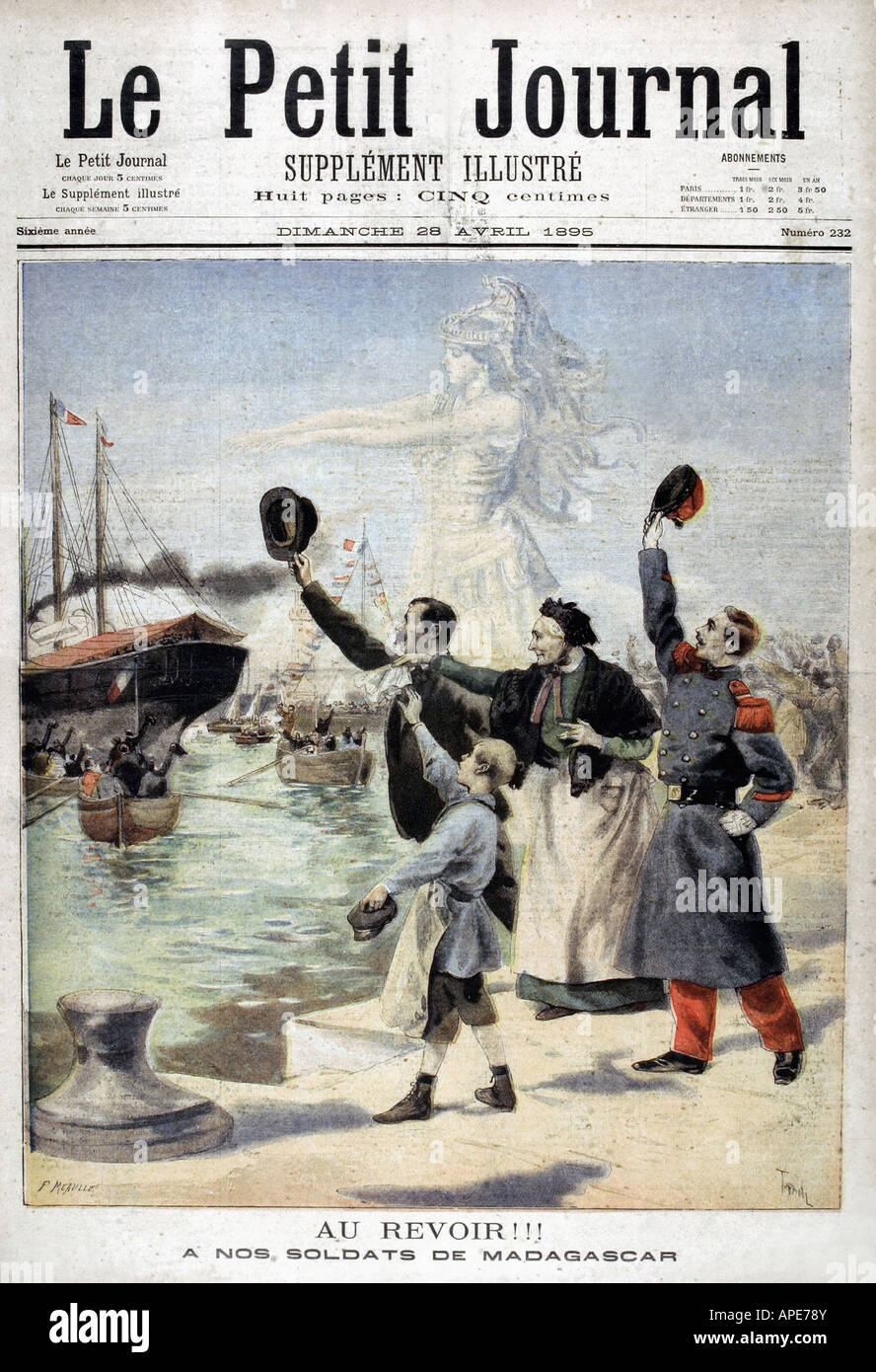 Presse/Medien, Zeitschriften, "Le Petit Journal", Paris, 6. Band, Nummer 232, illustrierte Beilage, Sonntag, 28. April 1895, Titel, "auf Wiedersehen", Stockfoto