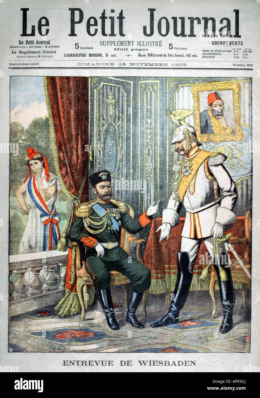 Presse/Medien, Zeitschriften, "Le Petit Journal", Paris, 14 Band, Nummer 678, illustrierte Beilage, Sonntag 15. November 1903, Titel "Die Sitzung in Wiesbaden", Stockfoto