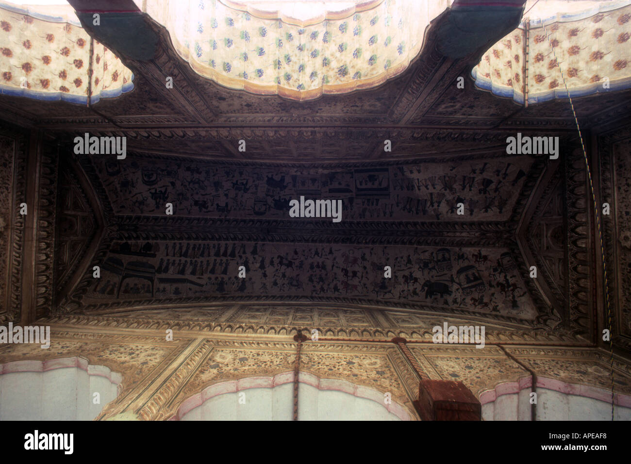 Dach-Detail Shekhawati Rajasthan Indien Stockfoto
