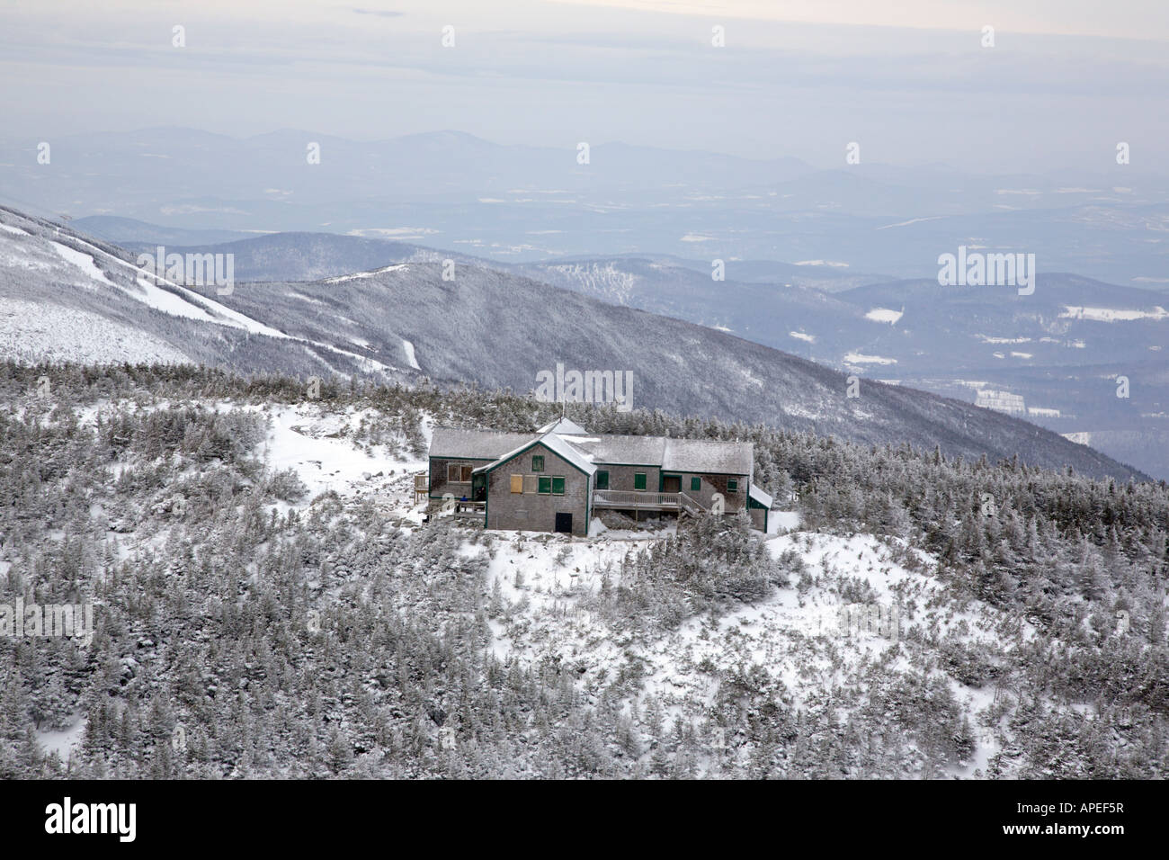 Greenleaf Hütte, weisse Berge, Winterwandern, White Mountains New Hampshire USA Stockfoto