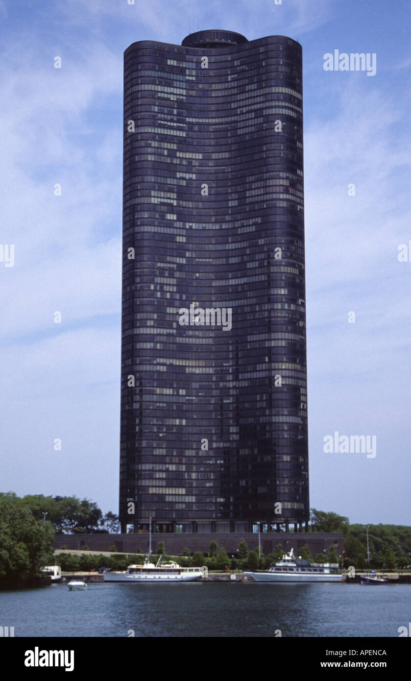 Lake Point Tower, Lake Michigan und Chicago, Illinois, USA Stockfoto