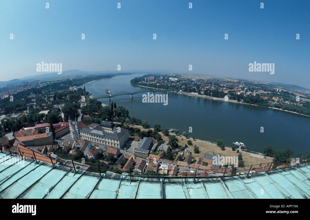 Esztergom, Blick vom Dom auf Donau Stockfoto