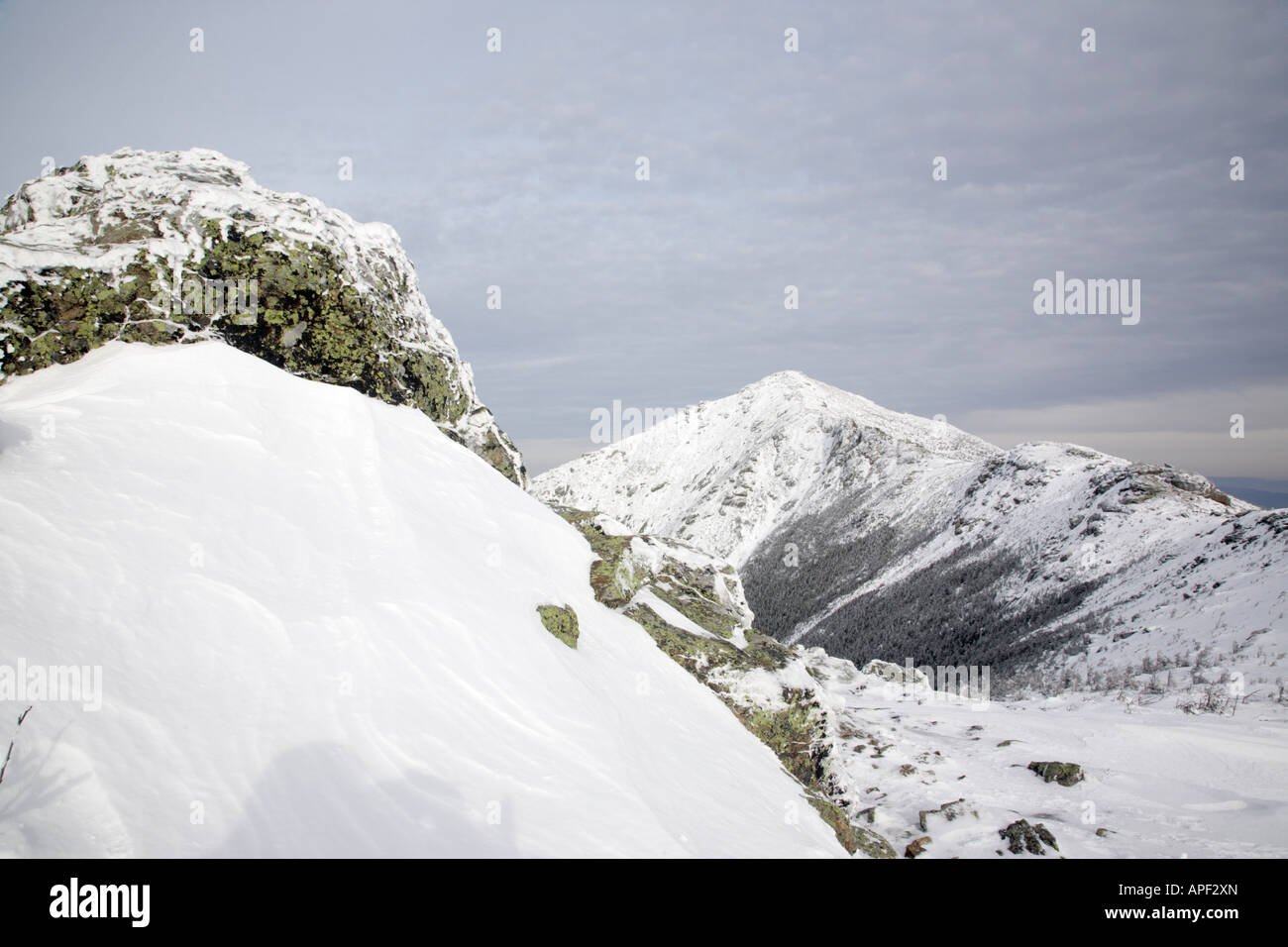 Appalachian Trail Mount Lincoln vom Gipfel des kleinen Appalachian Trail Mount Lincoln vom Gipfel des kleinen Heuhaufen Mou Stockfoto