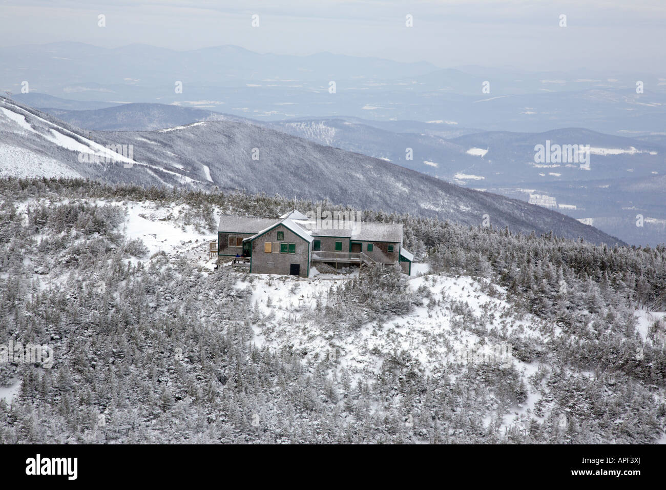 Greenleaf Hütte, weisse Berge, Winterwandern, White Mountains New Hampshire USA Stockfoto