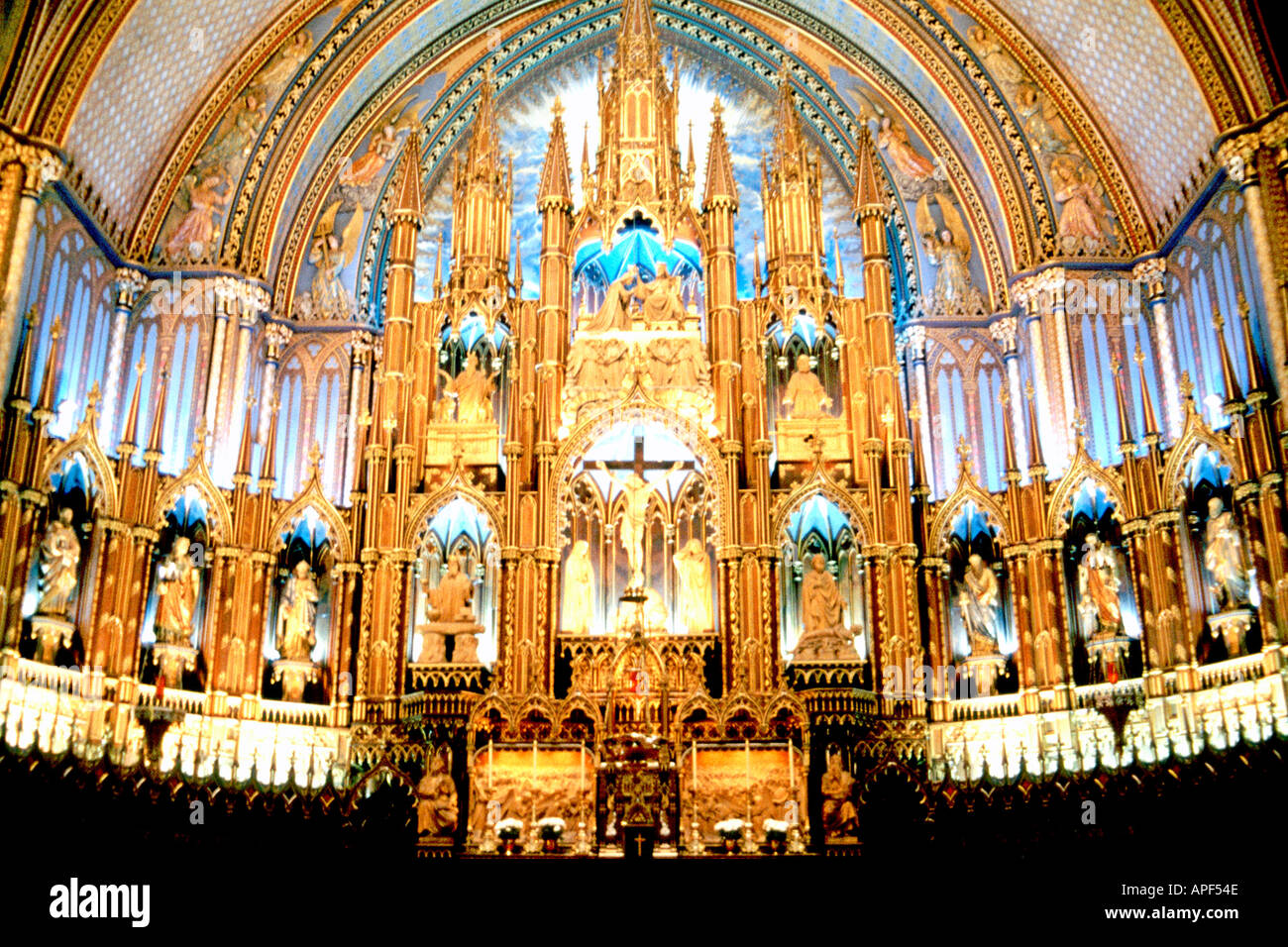 Innenraum der Basilika Notre-Dame in Montreal, Kanada. Stockfoto