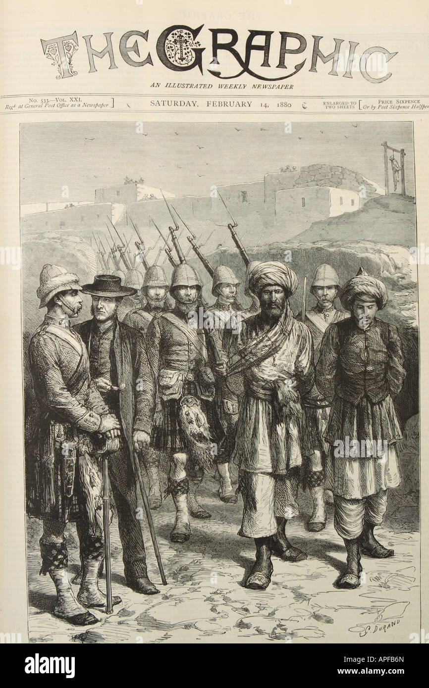 Die grafische Wochenzeitung veröffentlicht in London diese Ausgabe ist 1880 zeigt ein afghanischer Wesen führen bis zur Ausführung in Kabul Stockfoto