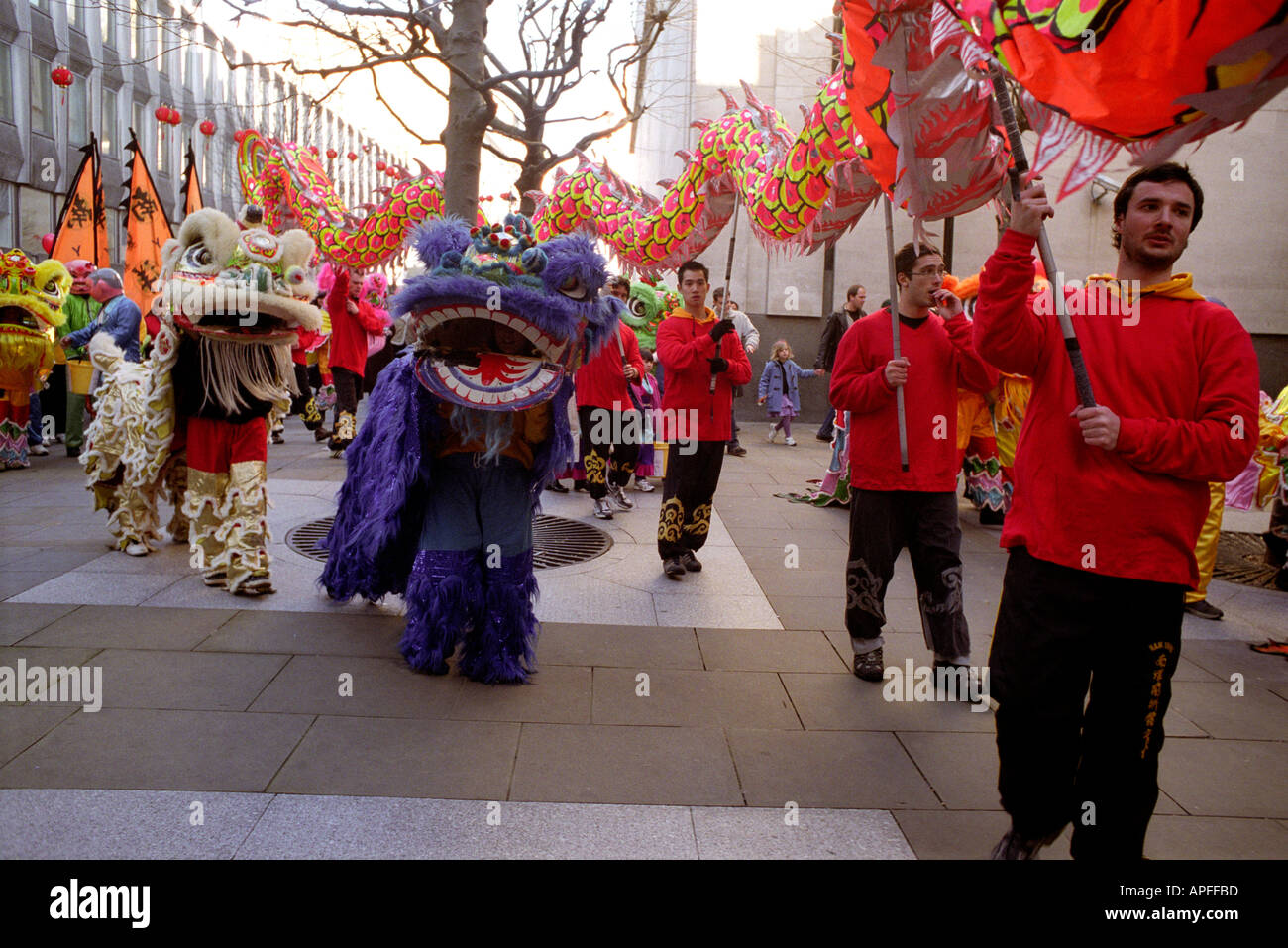 Chinesische neues Jahr-Feier in London Soho. Stockfoto