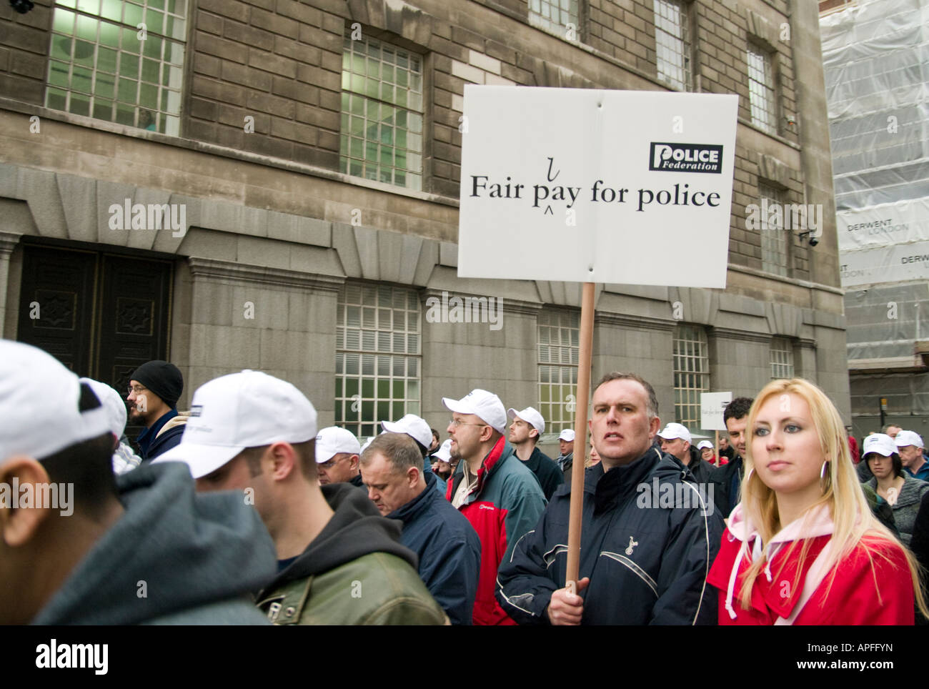 März auf Westminster In der Entlohnung der Polizei protestieren 23.01.08 Stockfoto