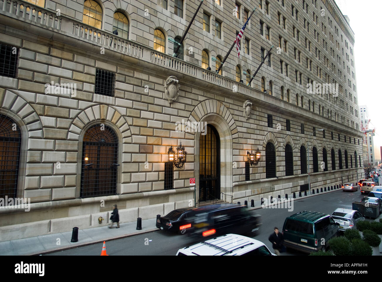 Die Federal Reserve Bank of New York auf Liberty Street in Lower Manhattan Stockfoto