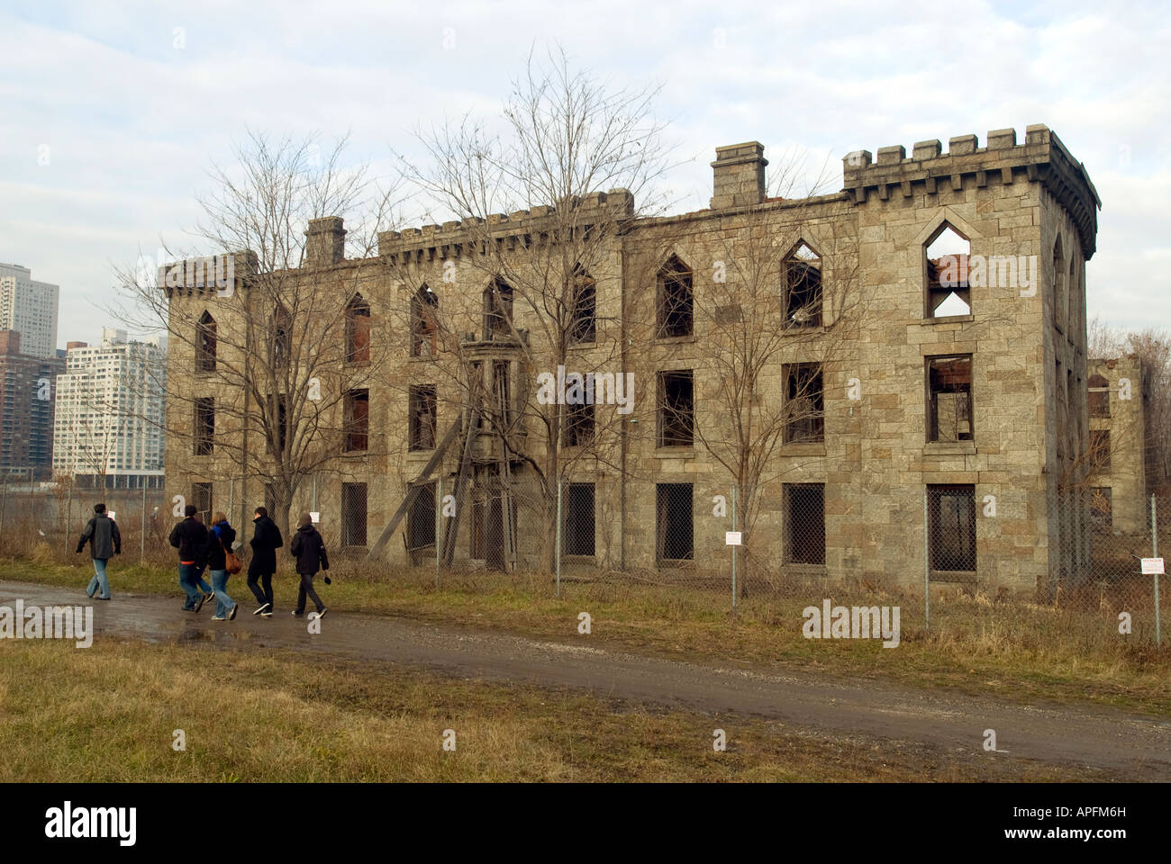 Die Ruinen von Pocken Krankenhaus auf Roosevelt Insel im East River in New York City Stockfoto