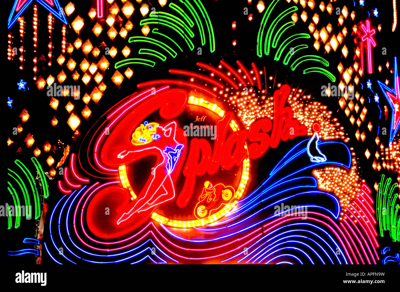 Nevada Las Vegas Aufregung Symbol Nacht Leben Nachtleben Gewinn süchtig lose Süchtigen Vermögen zu gewinnen Spiel Chance Spielgeld Stockfoto