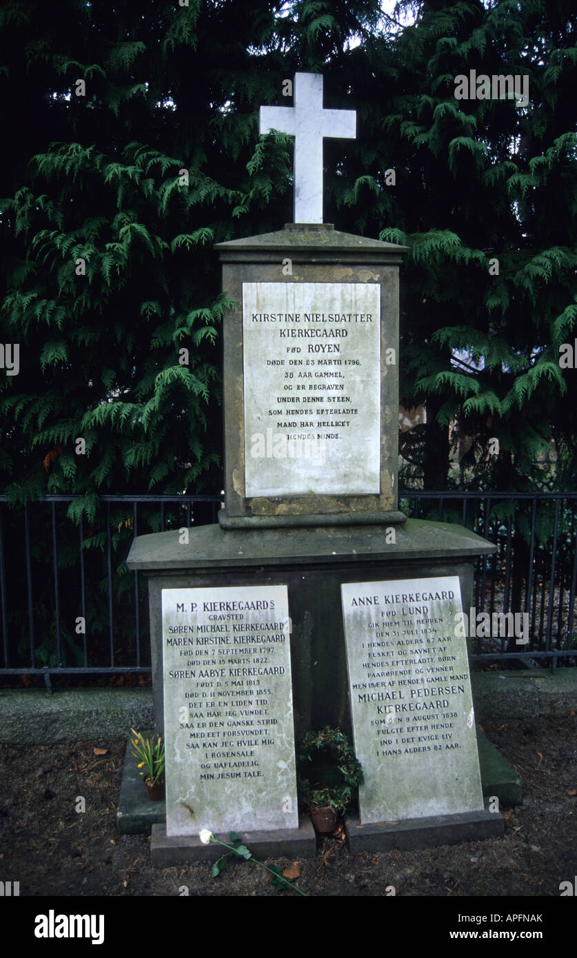 Søren Aabye Kierkegaard Familie Grab im Friedhof Assistens Kirkegard Kopenhagen Dänemark Stockfoto