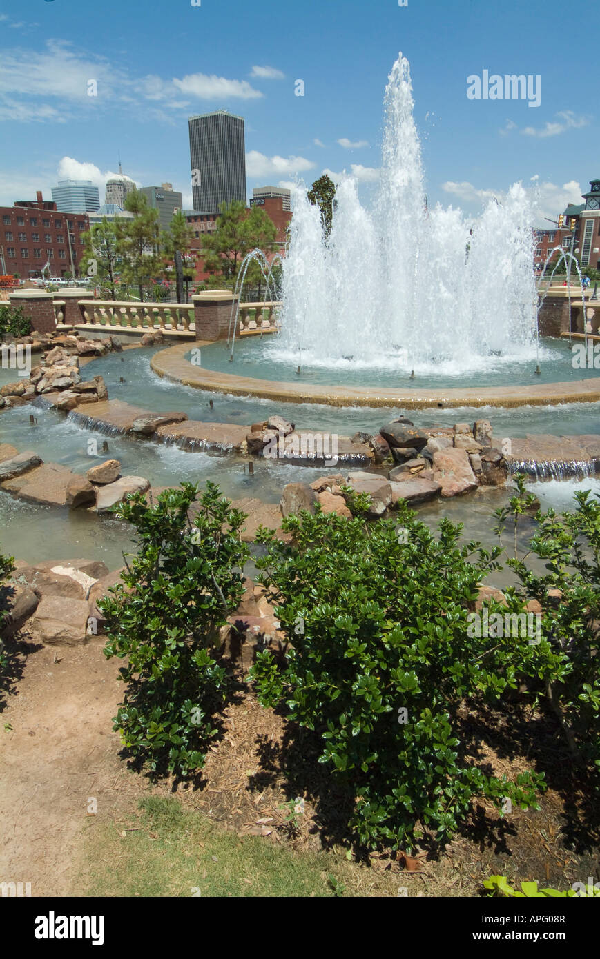 Bricktown Brunnen in Oklahoma City, Oklahoma USA Stockfoto