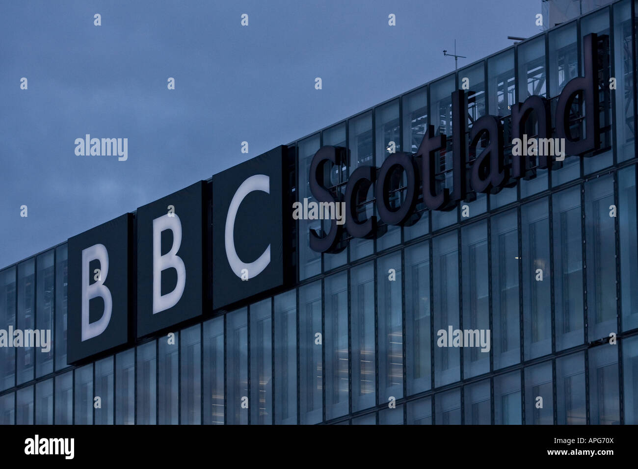 Die BBC Scotland Gebäude, Pacific Quay, Glasgow Stockfoto