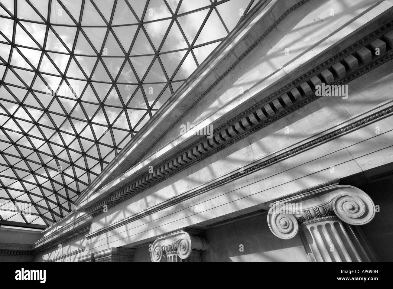 Innere des British Museum 10 bw Stockfoto