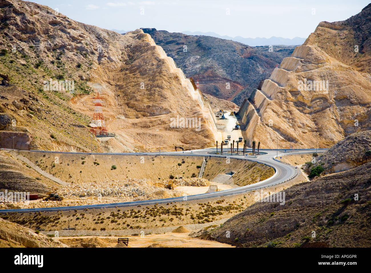 Straßenbau in Oman in der Nähe von Al Jissah Resort Stockfoto