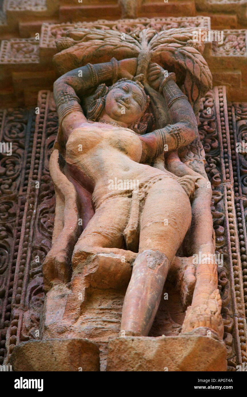 Statue von Orissa Tänzerin bei Raja Rani Mandir 1100 AD Bhubaneswar Orissa Indien Stockfoto