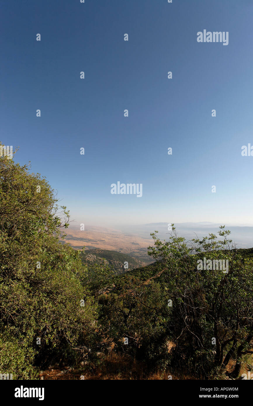Die Golan-Höhen zeigt südlich von Mount Betarim den Speicherort des Bundes zwischen den Stücken Stockfoto
