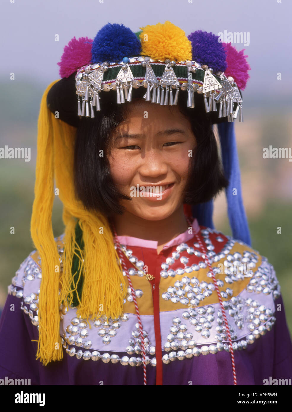 Thailand Goldenes Dreieck Mädchen in Tracht Stockfoto