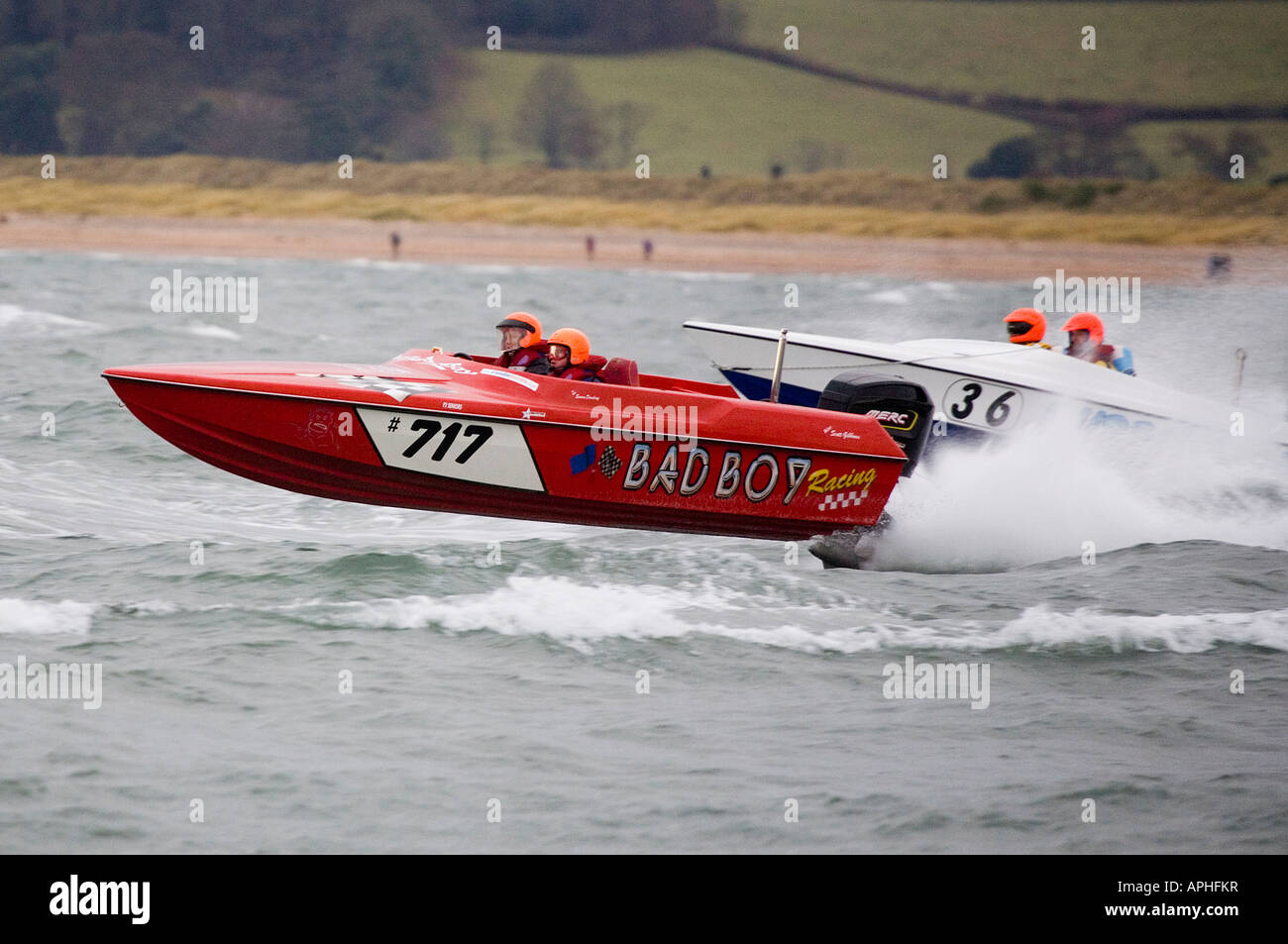 Power Boot Racing BadBoy Nr. 717 Club Racing bei Exmouth England Stockfoto